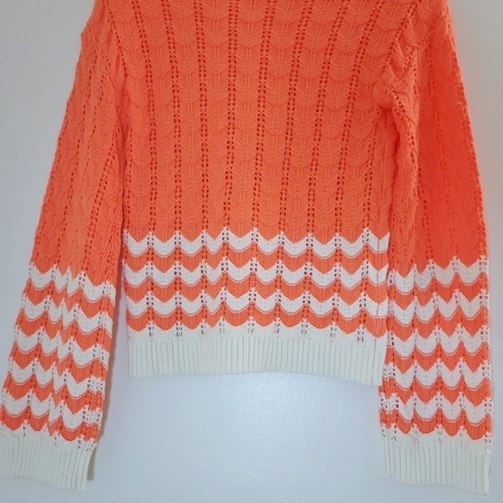 Abound Coral & Ivory Striped Pointelle Knit Sweater - Picture 5 of 8